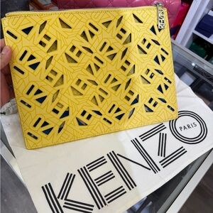 Kenzo Vibrant Yellow Clutch with Cutout Design